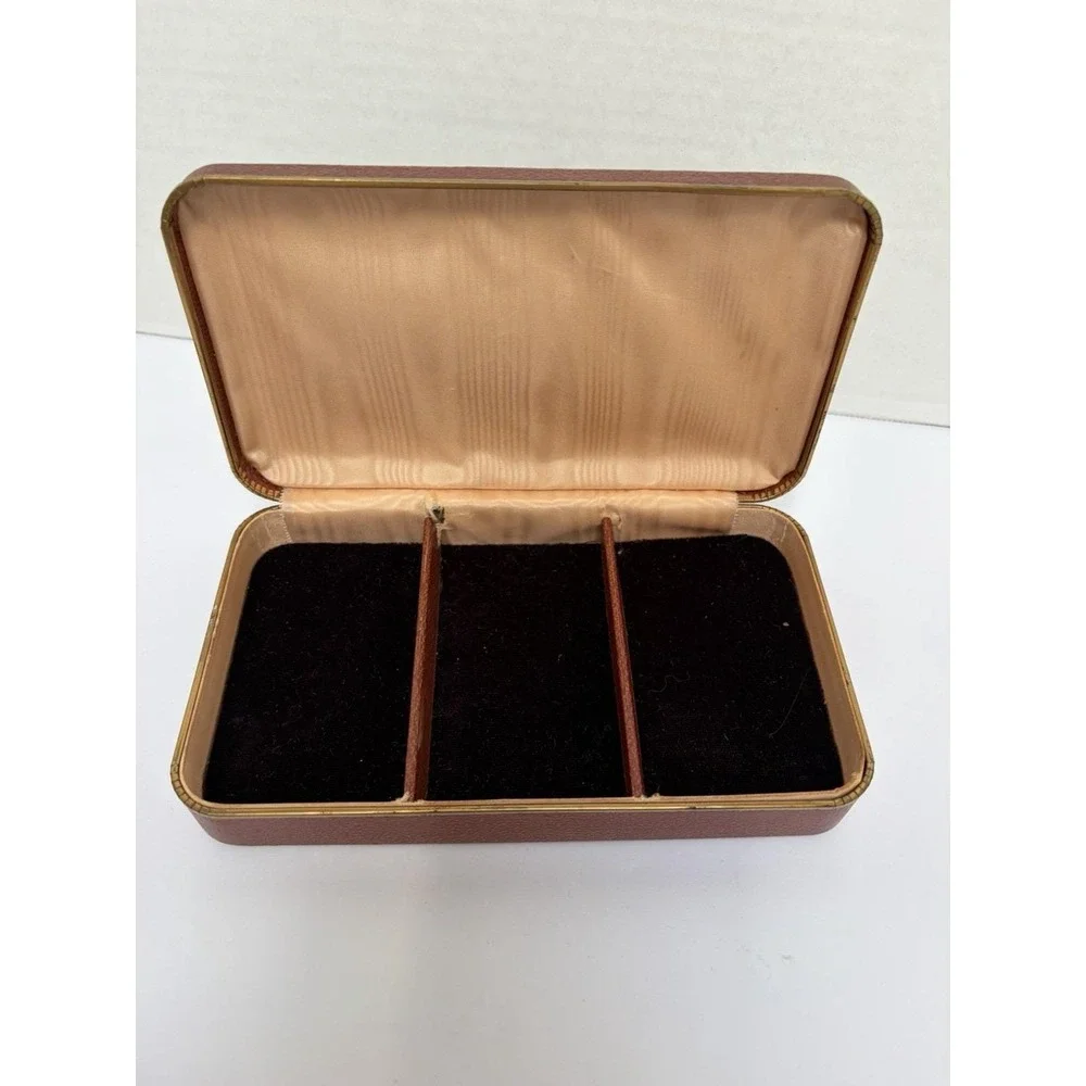 Vintage 1960s 3 Compartment‎  Genuine Farmington Texol Jewelry Box Velvet Lining